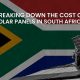 A rooftop solar installation with workers assembling solar panels, set against the South African flag. Explore the cost of solar panels South Africa and key pricing factors.