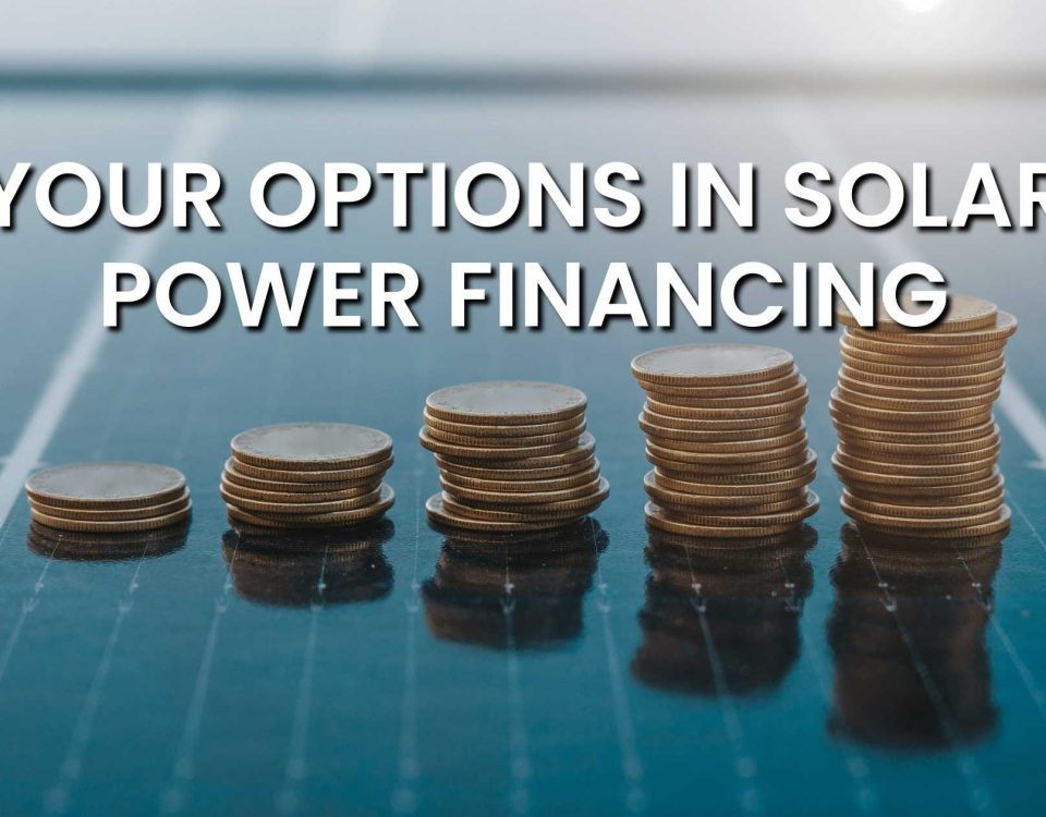 Stacks of coins on a solar panel surface symbolize different solar finance options, including solar loans and best solar finance plans.